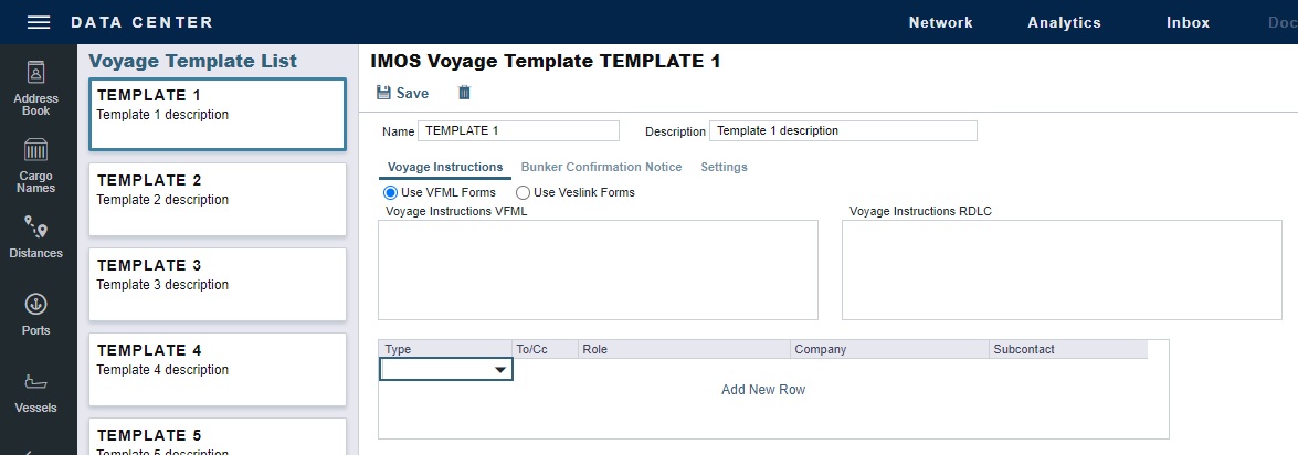 IMOS - Voyage Template List